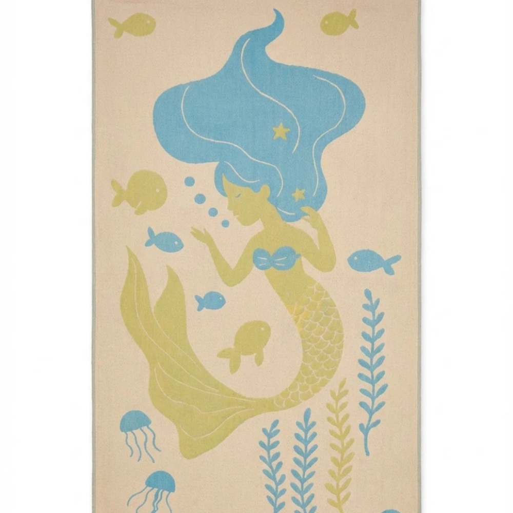 Mermaid Beach Towel New With Tags Woven Never Printed Hand Loom Weave Aquamarine